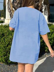 Oversized Graphic T Shirt For Women Teens Girl Y2K Hawaiian Print Short Sleeve Baggy Tee Shirts Loose Fit Vintage Aesthetic Coastal Tops Summer Beach Preppy Going Out Tops - 水鴨藍 - 查看 3