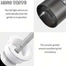 SOKANY 2 Adjustable Coarseness Electric Salt And Pepper Grinder Set, Automatic One Hand Operation Salt & Pepper Mill Refillable With Base, LED Light - Black - View 6