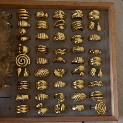 9 件套随机几何金属戒指套装，女士珠宝