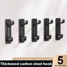 5pcs/10pcs ABS Non-Drilling Hooks, Strong Adhesive Bathrobe And Towel Hooks, Wall Key Hangers, Bathroom And Kitchen Accessory Racks, Coat Hangers, Anti-Rust Shower Door Hangers, Strong Nail-Free Small Hooks, Organizer