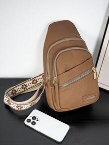 1 Peça de Bolsa Mensageiro de Couro PU Vintage com Múltiplos Bolsos e Zíper, Bolsa de Ombro, Bolsa de Peito, Bolsa de Armazenamento, Adequada para Viagens Essenciais ao Ar Livre, Esportes Essenciais, Pode Armazenar Cartões, Chaves, Pequenos Itens, Etc. Presentes para Bons Amigos, Presentes de Feriado