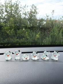 6件套可爱卡通奶牛汽车内饰装饰套装，适用于仪表盘、后视镜