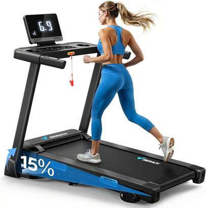 MERACH Foldable Treadmill With Incline, Treadmills For Home For Heavy People, 0.8-12 Km/H Walking Pad Treadmill For Home & Office, Save Space, LED Display & Fitness App