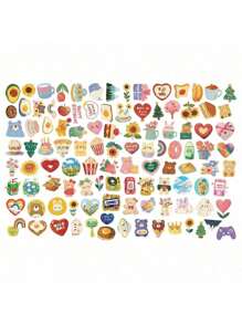 108pcs Original Kawaii Korean Watercolor Bear Sticker Set, For Decorating Notebooks, Diaries And More Back To School