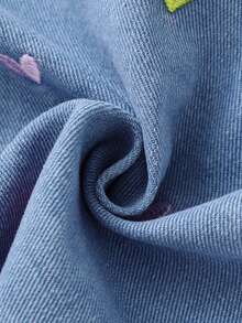 New Girls Toddler Asymmetrical Heart Embroidery Cute Casual Denim Jacket, Spring/Summer/Autumn