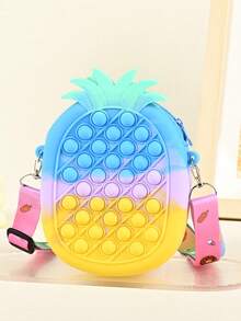 1pc New Pineapple Shaped Silicone Zipper Closure Stress Relief Pouch, Crossbody Bag & Coin Purse, Suitable For Birthday Gift & Commuting - A - View 5