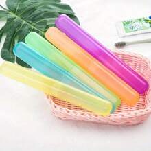 4pcs Portable Toothbrush Storage Box, Plastic Toothbrush Holder, Travel Toothbrush Case - Ventilated Oral Care Accessory, Suitable For Home, Business And Camping | Stylish Toothbrush Rack | Durable Semi-Transparent Plastic (Random Color)