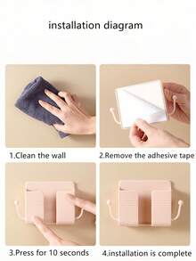 1/2/3/5pcs Self-Adhesive Wall Mounted Phone Holder, Remote Control, Pink Phone Storage Rack, Plastic Charging Rack With Hooks, Suitable For Bedrooms, Study Rooms, General Media Management Storage Rack - Baby Pink - View 9