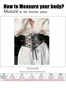 1pc Women's Adjustable Waist Cincher, Renaissance Style, Suitable For Halloween - Black - View 12