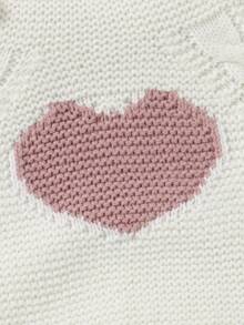 1pc Baby/Toddler Girls' Heart Pattern Knit Romper, Sleeveless Jumpsuit, Casual & Minimalist