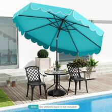 Lifezeal 10 FT Patio Umbrella With Crank Tilt Adjustment Ruffles Vented Top 8 Ribs - Turquoise - View 2