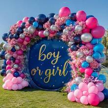 119pcs Navy Blue & Hot Pink Balloon Garland - Hawaiian Themed Party Decorations, Suitable For Birthday, Gender Reveal, Christening And Graduation Ceremonies, Party Decor - Multicolor - View 5