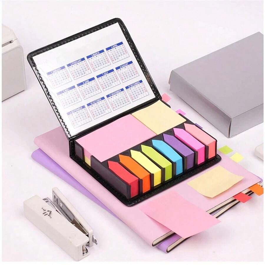 Self Adhesive Memo Pad Reminder With Faux Leather Case - Nhiều màu - Xem 1
