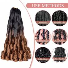 8 Packs French Curly Braiding Hair For Box Braids 24Inch Pre Stretched Loose Wavy  Bouncy Braiding Hair Extensions 75g/Pack Synthetic French Curl Crochet Hair Braids Extensions For Women Daily Holidays Party And Cosplay Braided Hair - B29 - 查看 7