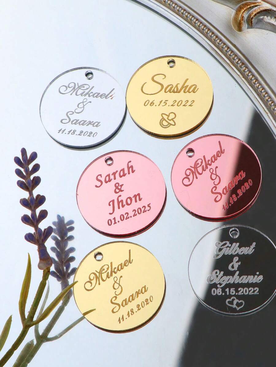 Personalized Acrylic Tag Engraved Round Circle 3.5cm Custom Wedding Name Happy Birthday Baptism Mirror Gold Tag Decoration Gift,Multi-Functional, Ornamental,Reusable,Exquisite,Stylish,High-Quality,Colorful,Modern,Custom,Personalized,Unique,Ideal Gifts For Him,Ideal Gifts For Her,Boyfriend,Dad,Girlfriend,Mom,Family,Friends,Tea Room,Home,Garden,Office,For Anniversaries,For Valentine's Day,For Mother's Day,For Birthdays,For Father's Day,For Graduation,For Weddings,For Housewarming,Warm Ambience, Autumn Home Refresh,Home Harmony - Multicolor - View 1