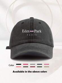1/2 Casquette de baseball décorative imprimée "Eden Park Paris" unisexe, lavée, casquette de baseball, chapeau de soleil usagé, casquette à bord incurvé, casquette de papa, convenant pour un usage quotidien et les voyages extérieurs