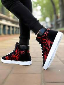 1 Pair Women's High-Top Canvas Shoes, Korean Style Student Sneakers, Casual Shoes For Teenagers, Winter