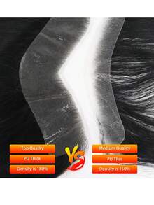 Men's Full Toupee -Natural Black Natural Hairline, Invisible & Breathable Human Hair Wig For All Skin Tones - Natural Black - View 6