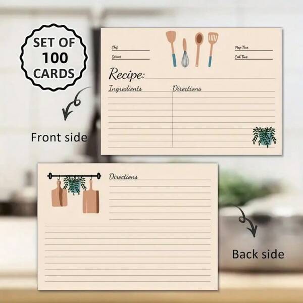 [Matte Recipe Cards] 100sets Of Double-Sided 4x6 Recipe Cards | Matte Surface, Non Fading Cardboard, Blank, Suitable For Weddings, Bridal Parties, Housewarming Gifts - English Language, Kitchen Theme Design School Supplies,Back To School