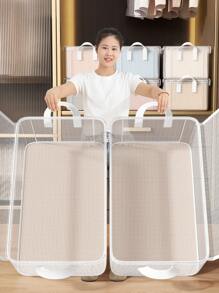 1pc Mesh Storage Box, With A Lid And A Transparent Storage Box, Supported By A Steel Frame For Greater Stability, Suitable For Storing Close Fitting Clothing, Daily Necessities, Travel Storage Boxes, Miscellaneous Storage Boxes, Wardrobe Storage Boxes