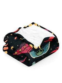 1 件复古神秘学、外星人、UFO、被绑架的牛、彩虹灯、太阳和月亮图案柔软毛绒毯子，温暖舒适，适合所有季节，适用于客厅、沙发、休闲椅和卧室，非常适合旅行、露营或送礼 - 彩色 - 查看 4