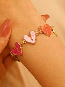 1pc Colorful Heart-Shaped Bracelet For Women, Fashionable & Cute, Ideal Gift For Girlfriend, Best Friend, Suitable For Daily Wear, Party, Festival