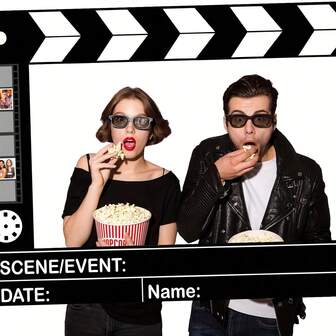 1Pc-Polyester-2D Movie Theme Party Banner Movie Night Photo Banner Large Movie Night Photo Booth Props Movie Theme Party Decorations Photo Frame Film Decoration For Birthday Party Supplies