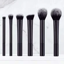6件套黑色专业化妆刷套装，包含腮红刷、散粉刷、遮瑕刷、眼影刷，全套化妆工具，非常适合旅行和送礼，专业化妆刷，完整化妆套装 - 黑色 - 查看 2