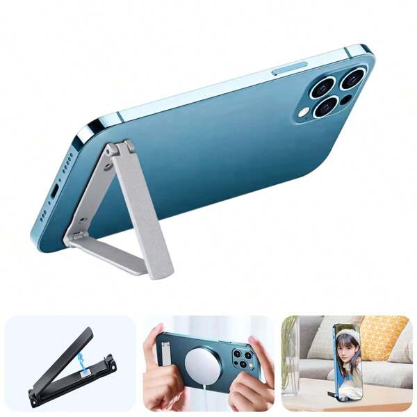 Universal Mini Mobile Phone Holder Back Sticker Lazy Person Holder Invisible Folding Desktop Holder Zinc Alloy Stand Compatible With IPhone, Android Phone, Gift For Birthday, Family, Friends Phone Stand, Phone Accessories Compatible With IPhone, Android Phone, Gift For Birthday, Family, Friends Push-Pull Phone Grip