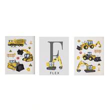 Customized Canvas Wall Art - Custom Nursery Boy Wall Art, Construction Wall Decor, Tractor And Truck Prints, Custom Name, Gift For Baby Boy, Set Of 3 , Custom Name & Number - Optional Frame, High-Quality Material, Unique Gift Idea, Decor Gifts Birthday Graduation Home Decor Back To School Room Decor School Supplies