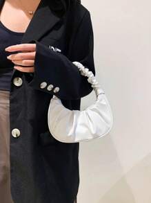 [Bolso de mano elegante] Bolso tipo hobo con pliegues en forma de nube | | Cierre magnético, correa arrugada | Bolso de mujer | Para outfits casuales o de noche | Elegante