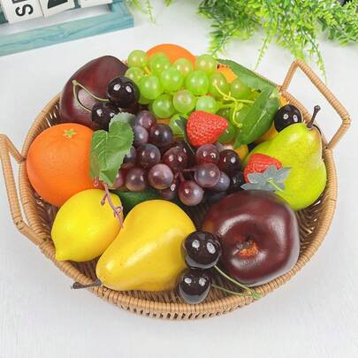 6/17 件逼真的人造水果套装，逼真的假水果，适用于家庭、厨房、派对和家居装饰，泡沫假水果，适用于节日派对装饰、摄影道具，假草莓、芒果、香蕉