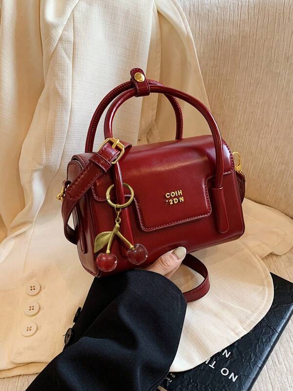 Bolso de mano con forma de caja, elegante y de lujo. Bolso de hombro de última moda para mujer, bolso cruzado cuadrado pequeño de color rojo vintage