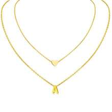 Kit 2 Necklace With Women's Letter Pendant, Initial Name And Heart, 925 Silver Or 18k Gold Plated - 金色 - 查看 11