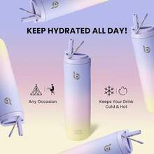 New-88  Insulated Water Bottle 24oz  Straw Lid And Handle For Sports Travel Gym Stainls Steel Water Bottl Double-Wall Vacuum Metal Le Proof - - 紫色 粉紅色 黃色 - 查看 6