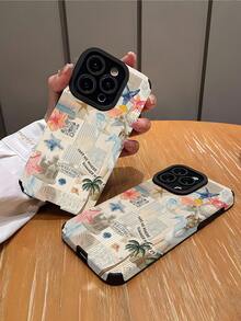 1 buah Casing Ponsel Motif Laut & Cangkang Liburan Garis Vertikal Tekstur Kulit Tahan Guncangan Anti Sidik Jari Kompatibel dengan Apple dan Model Lainnya Tahan Air Anti Jatuh Tahan Gores - MultiWarna - View 2