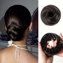 4-Inch Expandable Elegant Women's Hair Bun Maker | High-Temperature Fiber, Suitable For All Hair Types, Safe Adhesive Design, Easy Bun Styling, Fashionable Black Hair Bun Maker