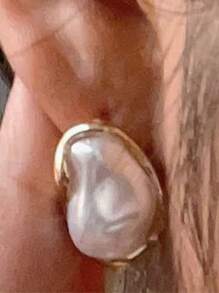 1 Pair Fashionable, Delicate, Versatile, Lightweight, Luxurious Asymmetrical Faux Pearl Elegant & Unique Women's Earring, Suitable For Parties, Dates And Daily Wear