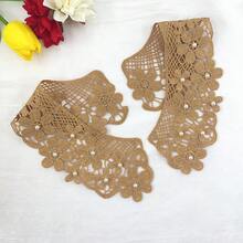 1 件白色叶子图案蕾丝领，镂空蕾丝可拆卸假领，牛奶丝花边饰边，适用于女士服装配饰