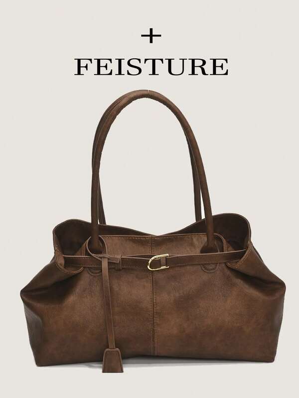 1pc Women's Large Capacity One Shoulder Shopping Bag With Magnetic Closure, Suitable For Daily Outings, Dates, Commuting