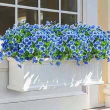 24 Bundles Artificial Flowers For Outdoors Fake Silk Flowers UV Resistant Faux Plastic Plants For Spring Summer Garden Porch Window Box Table Vase Home Indoor Outdoor Decoration, Mixed - Blue - View 6