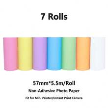 Print Refill Paper, For Instant Print Camera DIY Paper, 57 * 25mm, With White And Candy Colors