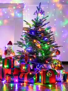 1条4.9/9.8/14.7/19.6/32.8/49.2/65.6英尺LED仙女灯串,电池/USB供电,适用于庭院、树木、卧室装饰,彩色灯光,适用于婚礼、生日派对、窗户悬挂、花园、节日、圣诞树装饰 - 亮光 - 查看 4