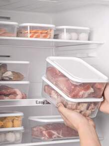 Juego de 6 piezas de 1200ML/42oz Cajas de almacenamiento para refrigerador, recipientes de conservación de alimentos con tapas, cajas apilables para congelador para carne, frutas, verduras, encurtidos, organización de cocina y loncheras para exteriores