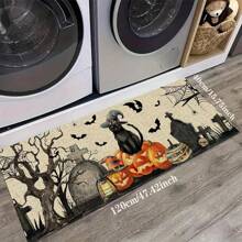 1pc Halloween Doormat, Non-Slip Rubber Backing, Halloween Entryway Decor, Indoor/Outdoor Use, Durable Polyester Floor Mat For Kitchen, Living Room, Patio, Coffee Shop, Bar, Holiday, Party, Bedroom, Bathroom