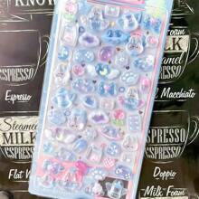 1pc/4pcs Creative Cartoon 3D Embossed Stickers - Cute Small Animals, Mobile Phone Decoration Stickers, Gem Crystal Diamond Children Decorative Stickers, 3D Embossed Cute Stickers [Randomly Assorted, Color Difference]