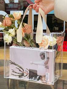 Transparent Print Gift Bag Shopping Storage Bag, Gift Packaging Bag, Party Holiday Decoration, Daily Storage Packaging Bag,Wedding Decoration Bridesmaid Gifts, Mother's Day Gift Packaging