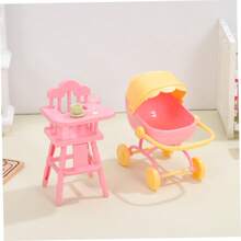 1 Set Carrito de muñeca en miniatura, Cochecito realista con trona para muñecas que fomenta el juego imaginativo para el rol, accesorios para casa de muñecas