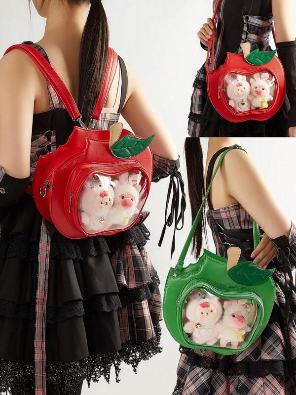 1pc Small Capacity Messenger Bag, Student Backpack, Commute Cute Crossbody Bag, DIY Ita Bag, Kawaii Japanese Sweet & Quirky Apple-Shape Handbag, Suitable For Daily Use, Cosplay, Gatherings, Comic Conventions, Birthday & Children's Day Gifts