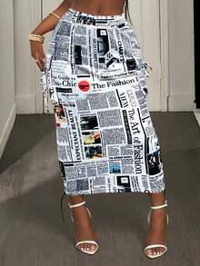 时尚新款创意数码印花街头休闲别致宽松女式半裙